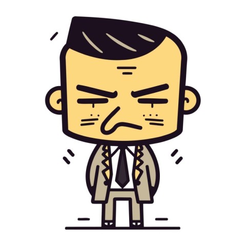 Angry boss cartoon character. Vector illustration in thin line s