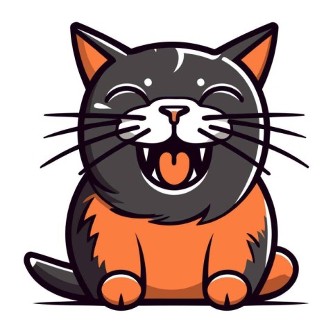 Cartoon Illustration of Cute Cat Mascot Animal Character