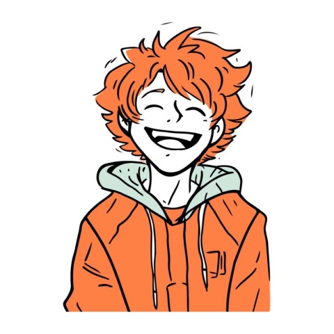 Vector illustration of a smiling red haired girl in an orange ja