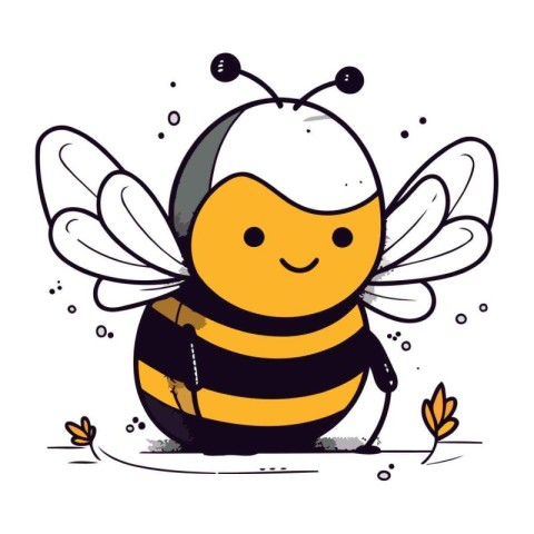 Cute cartoon bee on white background. Vector illustration for yo