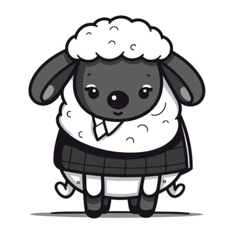 Cute Sheep   Cartoon Character Illustration. Isolated on White B