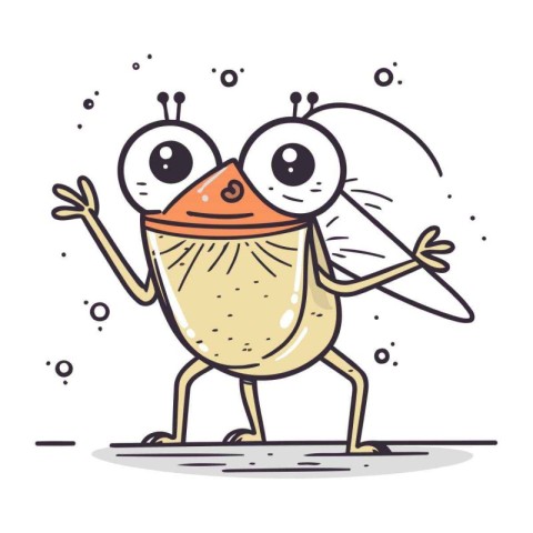 Frog with wings. Cute cartoon character. Vector illustration.