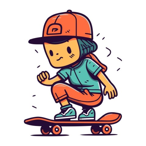 Skateboarder boy. Vector illustration of a boy riding a skateboa