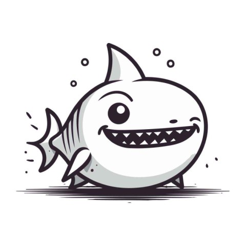 Cute shark. Vector illustration. Isolated on white background.