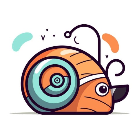 Cartoon funny snail. Vector illustration. Isolated on white back