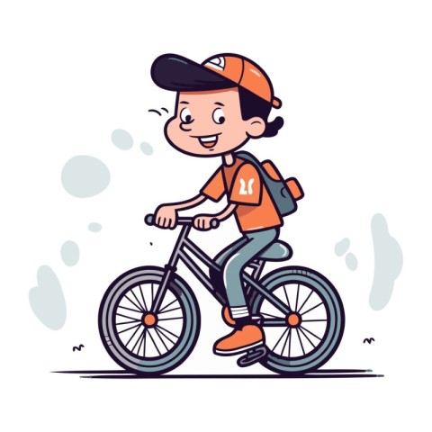 Cute boy riding a bicycle. Vector illustration in cartoon style.