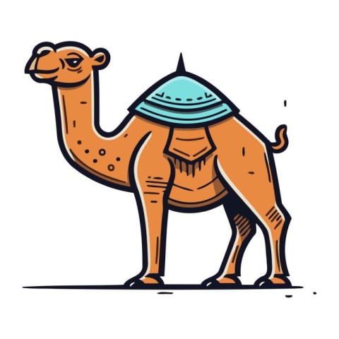 Camel. Hand drawn vector illustration in doodle style.