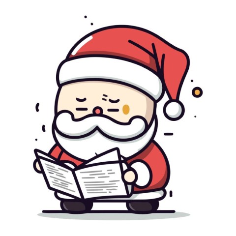 Santa Claus reading a newspaper. Merry Christmas and Happy New Y