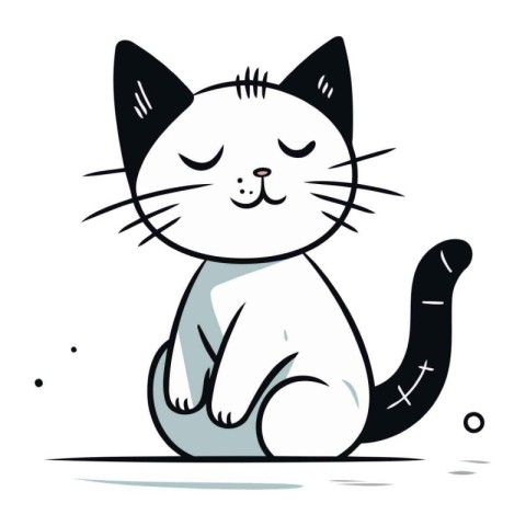 Cute cartoon cat. Vector illustration in doodle style.