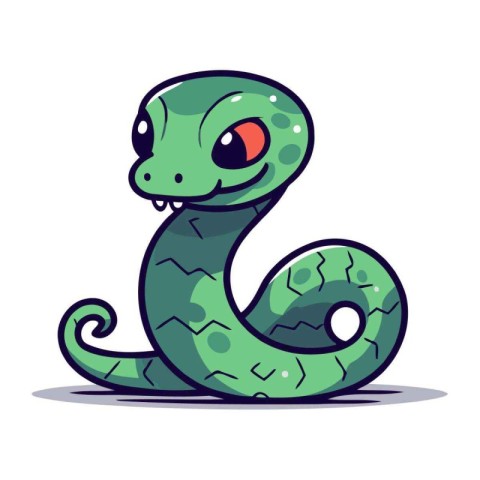 Cute cartoon snake. Vector illustration. Isolated on white backg