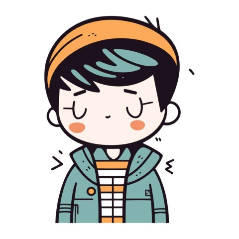 Illustration of a Kid Boy Wearing Winter Jacket and Hat Vector