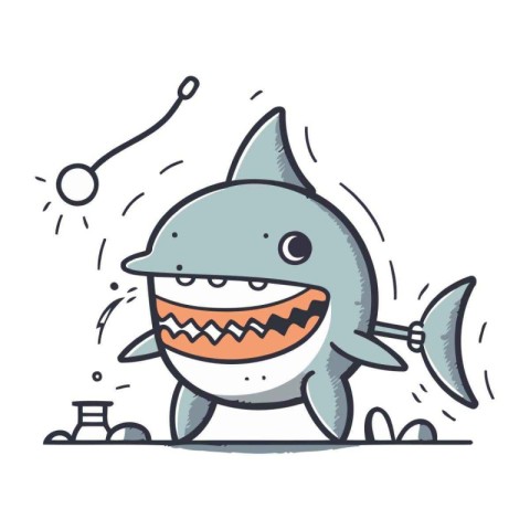 Shark cartoon character. Vector illustration of a funny shark ch