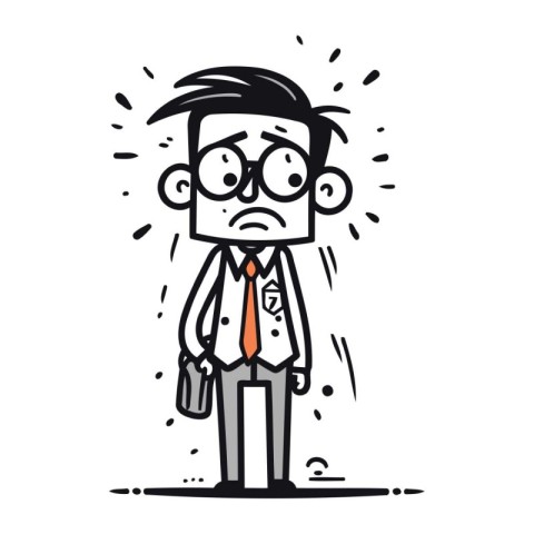 Cartoon man with glasses and a briefcase. Vector illustration.