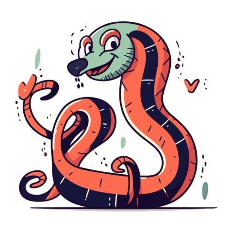 Cute cartoon snake character. Vector illustration in doodle styl