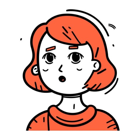 Surprised woman. Vector illustration of a girl with red hair.