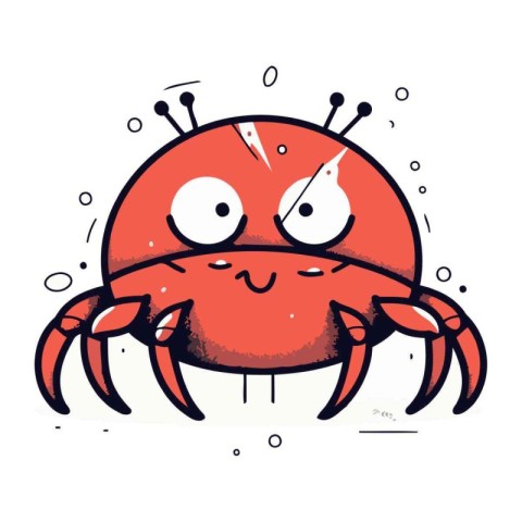 Cute cartoon crab. Vector illustration. Isolated on white backgr