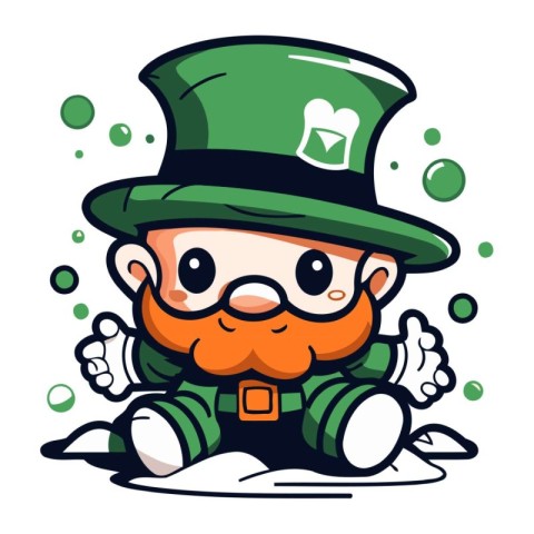 Leprechaun Sitting Cartoon Mascot Character Illustration