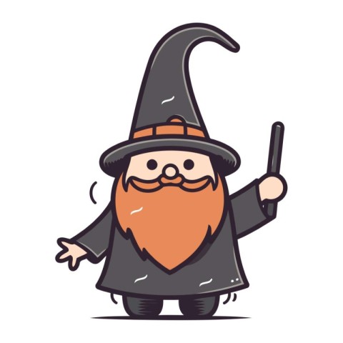 Wizard Cartoon Character Vector Illustration. Cute Wizard Charac