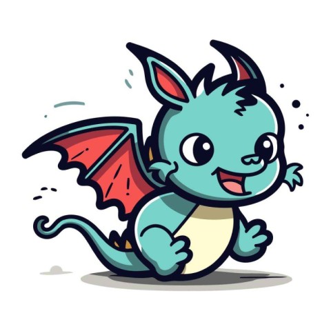 Cute cartoon dragon in halloween costume. Vector illustration.