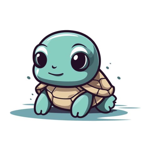 Cute cartoon turtle. Vector illustration isolated on a white bac