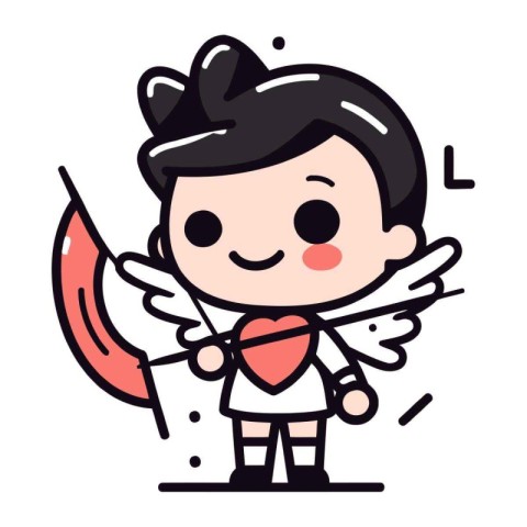 Cupid Vector Illustration. Cupid Cute Cartoon Character.