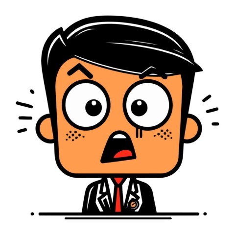 Vector illustration of a surprised man in a business suit. Carto