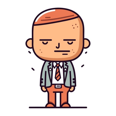 Character illustration design. Businessman sad cartoon. thin lin