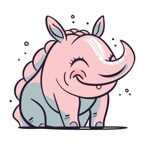 Cute rhinoceros. Vector illustration in cartoon style.