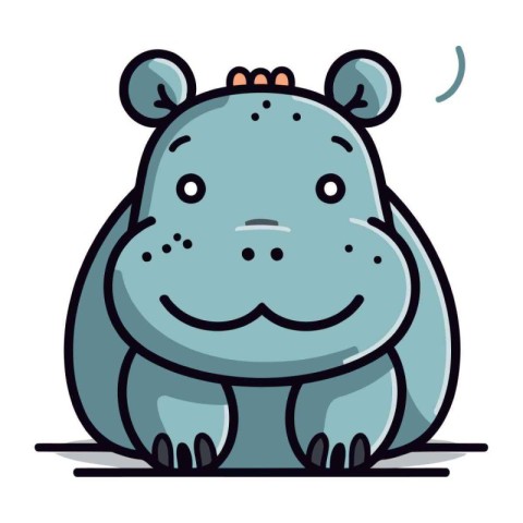 Cute hippo cartoon character. Vector illustration in flat design