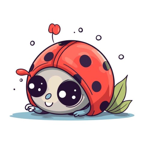 Cute cartoon ladybug with eyes and legs. Vector illustration.