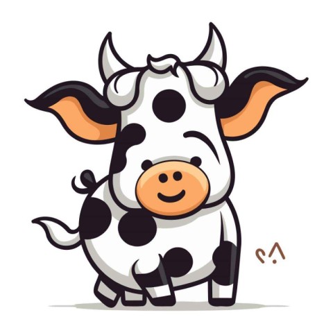 Cute cartoon cow. Vector illustration isolated on a white backgr