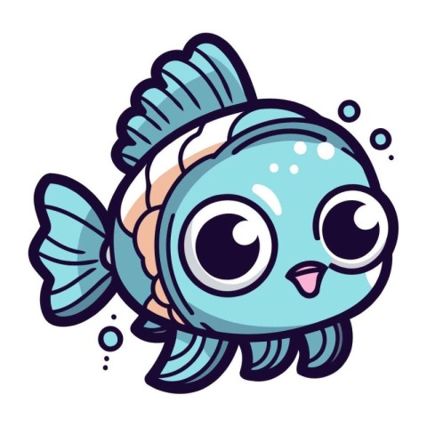 Cute cartoon fish. Vector illustration of a cute cartoon fish.