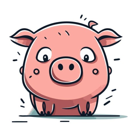 Cute pig character. Vector illustration in doodle style.