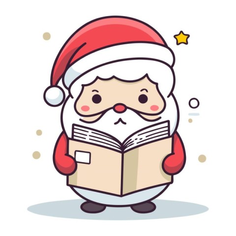 Santa Claus reading a book. Vector illustration. Cute cartoon ch