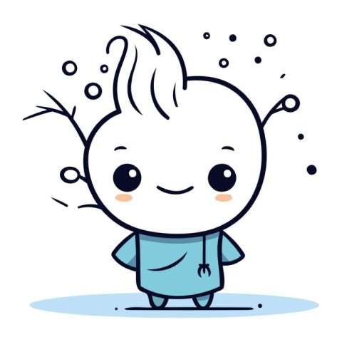 Cute cartoon character. Vector illustration of a boy in pajamas.