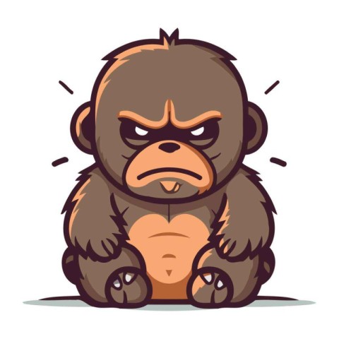 Angry Gorilla Cartoon Mascot Character Vector Illustration.