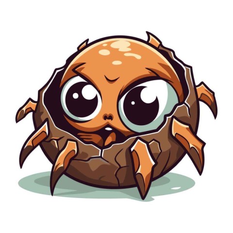 Cute cartoon spider. Vector illustration isolated on a white bac