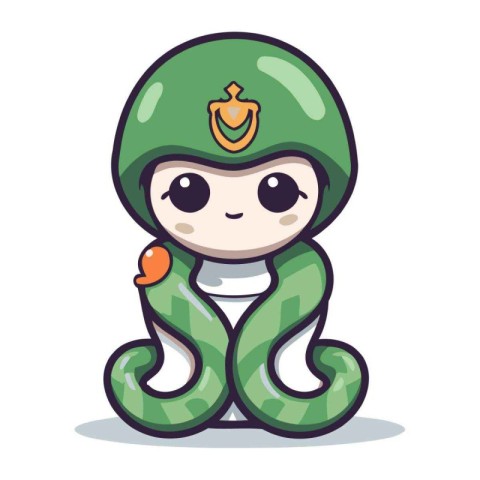 Cute snake mascot cartoon style vector illustration. Isolated on