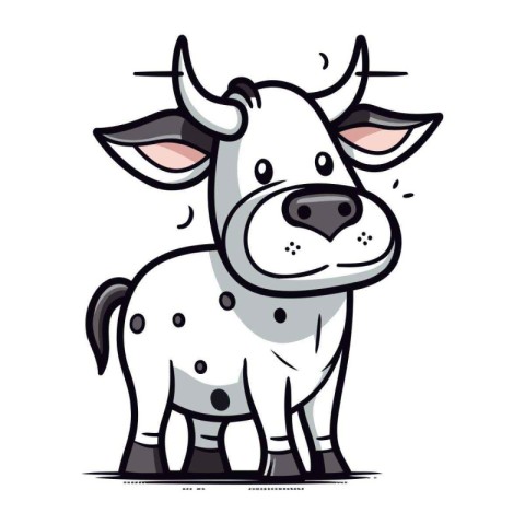 Cute cartoon cow isolated on a white background. Vector illustra