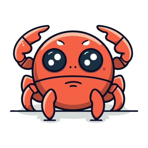 Cute cartoon crab. Vector illustration. Isolated on white backgr