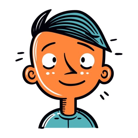 Cartoon face of a boy with a happy expression. vector illustrati