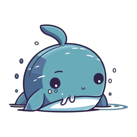 Cute cartoon whale. Vector illustration isolated on a white back