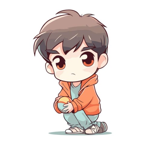 Illustration of a Little Boy Crying and Wearing an Orange Jacket