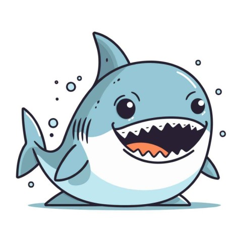 Cute cartoon shark. Vector illustration of a cute smiling shark.