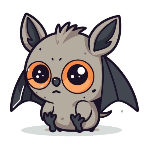 Cute cartoon bat. Vector illustration isolated on a white backgr