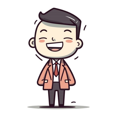 Cheerful Businessman Smiling   Cartoon Vector Illustration