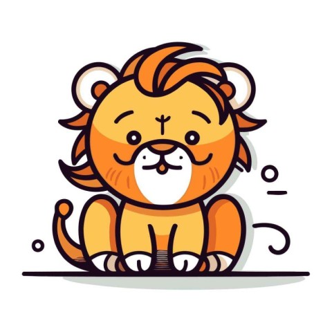 Cute cartoon lion. Vector illustration of a cute animal characte