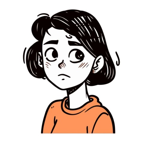 Illustration of a girl with a sad expression on her face.