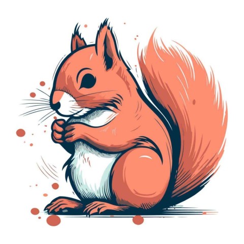 Squirrel with a nut in his paws. Vector illustration of a squirr