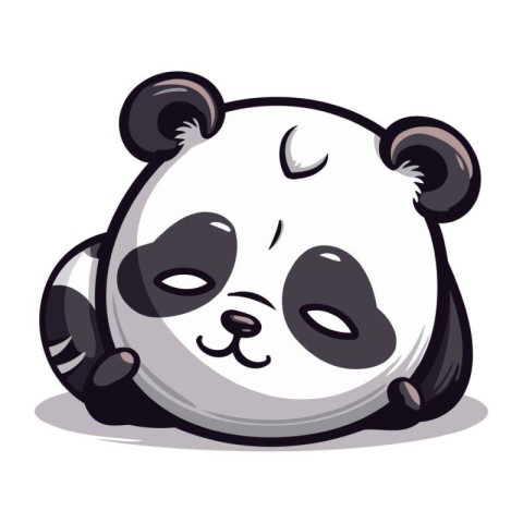 Cute little panda isolated on white background. Vector illustrat